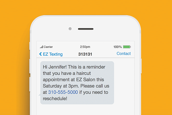 text message marketing reminder example