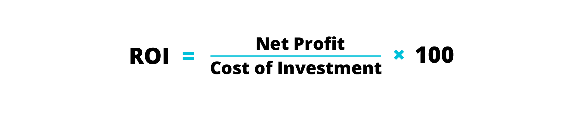 ROI = (Net Profit / Cost of Investment) x 100