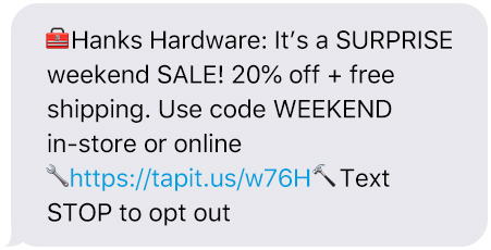 Weekend Sale Text Message