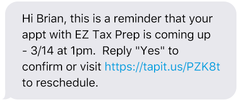 Tax Text Message
